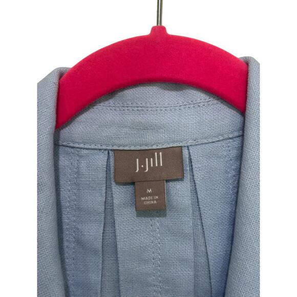 J. Jill Women's Blue Stretch Twill Linen Trench Coat Size Medium - Picture 2 of 5